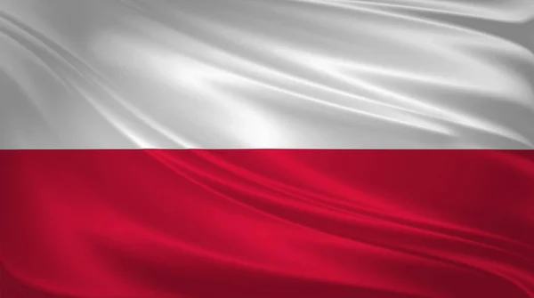 Polsko Vlajka Vlající Větru Texturu Pozadí Vykreslování Vlna — Stock fotografie