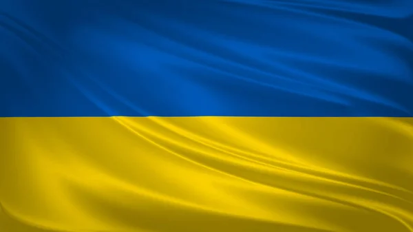 Die Ukrainische Flagge Weht Wind Hintergrund Textur Darstellung Welle — Stockfoto