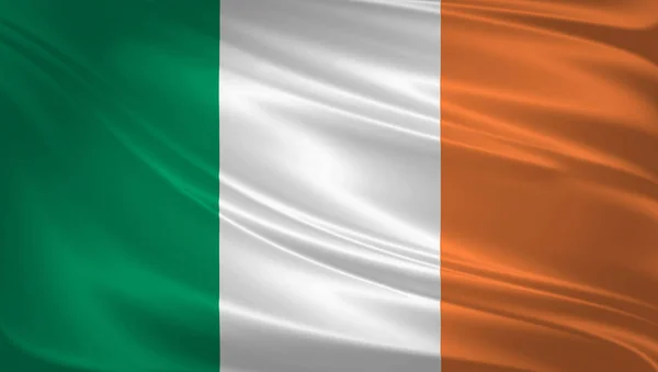 Flaga Irlandii Wiejący Wiatr Tekstura Tło Renderowania Fala — Zdjęcie stockowe