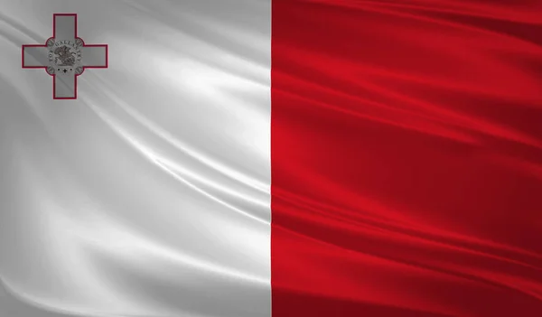 Malta Flagge Weht Wind Hintergrund Textur Darstellung Welle — Stockfoto