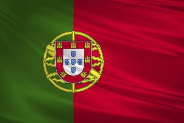 Portekiz bayrağı rüzgarda. Arka plan doku. 3D render