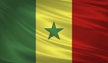 Senegal bayrak rüzgarda. Arka plan doku. 3d render, bayrak sallayarak