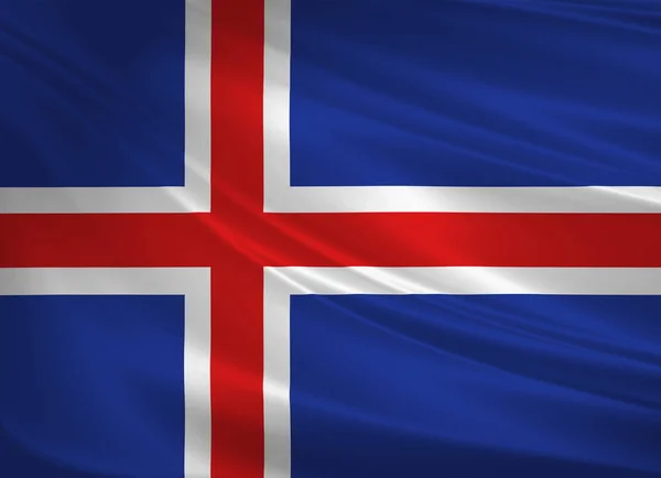 冰岛国旗在风中飘扬 背景纹理 挥舞旗帜 — 图库照片