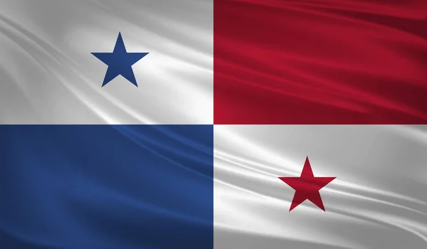 Bandera Panamá Soplando Viento Textura Fondo Renderizado Ondeando Bandera —  Fotos de Stock