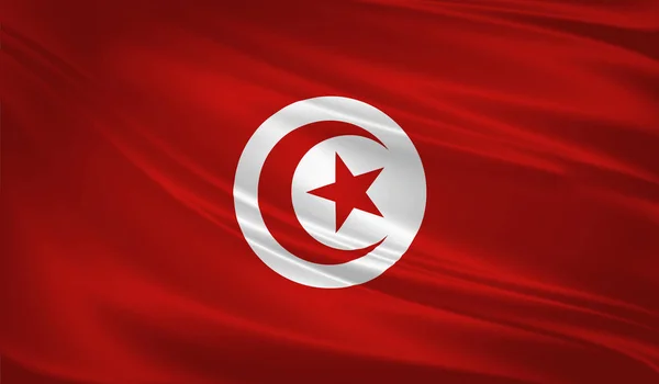 Drapeau Tunisie Soufflant Dans Vent Texture Fond Drapeau Ondulant Rendu — Photo