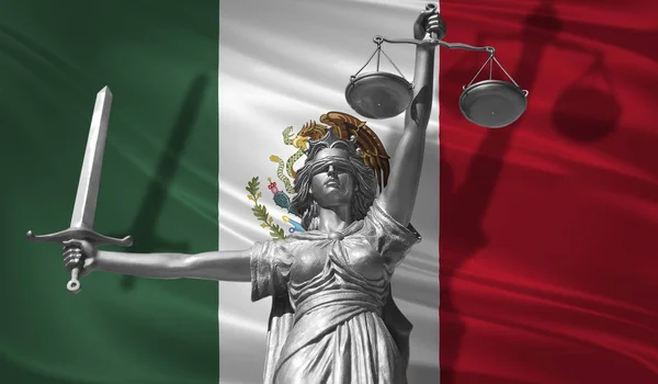 Sobre Ley Estatua Dios Justicia Themis Flag México Background Estatua —  Fotos de Stock