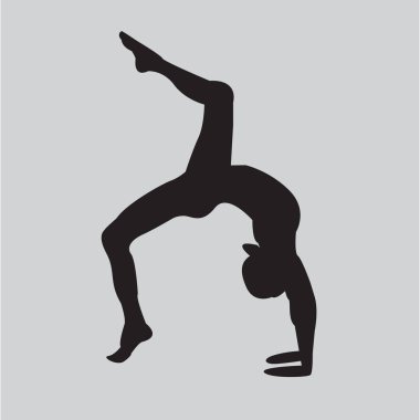 Siluet genç kadın pratik yoga. Kız pilates. Vektör arka plan simgesini