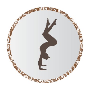 Siluet genç kadın pratik yoga. Kız pilates. Vektör arka plan simgesini