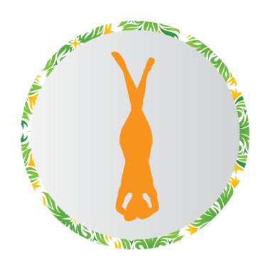 Siluet genç kadın pratik yoga. Kız pilates. Vektör arka plan simgesini