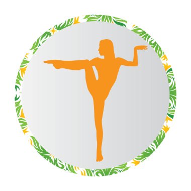 Siluet genç kadın pratik yoga. Kız pilates. Vektör arka plan simgesini