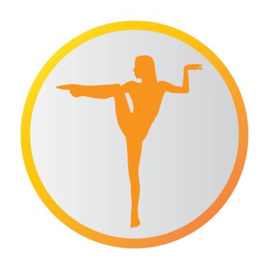 Siluet genç kadın pratik yoga. Kız pilates. Vektör arka plan simgesini