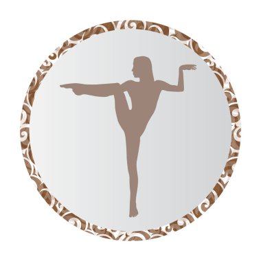 Siluet genç kadın pratik yoga. Kız pilates. Vektör arka plan simgesini