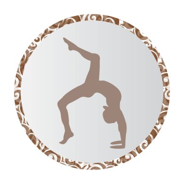 Siluet genç kadın pratik yoga. Kız pilates. Vektör arka plan simgesini
