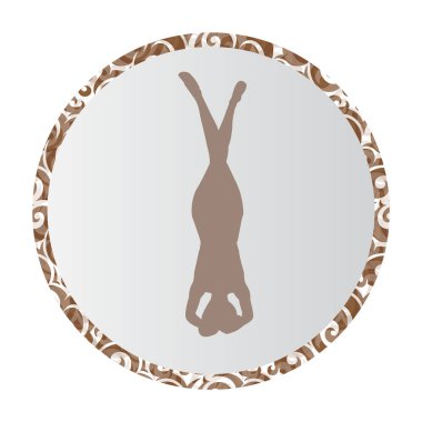 Siluet genç kadın pratik yoga. Kız pilates. Vektör arka plan simgesini