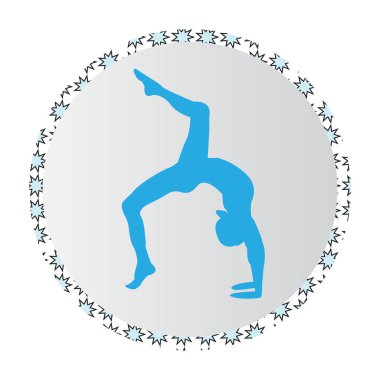 Siluet genç kadın pratik yoga. Kız pilates. Vektör arka plan simgesini