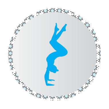 Siluet genç kadın pratik yoga. Kız pilates. Vektör arka plan simgesini