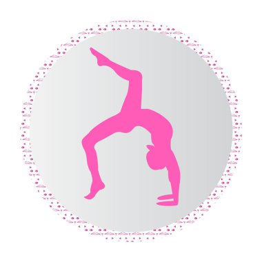 Siluet genç kadın pratik yoga. Kız pilates. Vektör arka plan simgesini