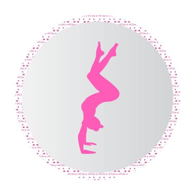 Siluet genç kadın pratik yoga. Kız pilates. Vektör arka plan simgesini