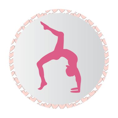 Siluet genç kadın pratik yoga. Kız pilates. Vektör arka plan simgesini