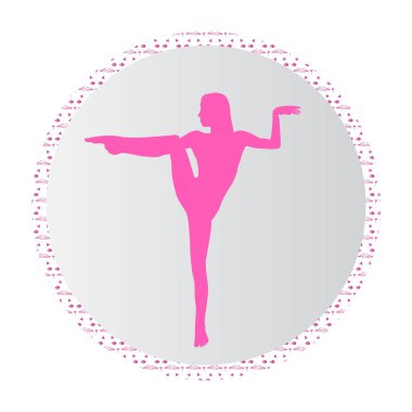Siluet genç kadın pratik yoga. Kız pilates. Vektör arka plan simgesini