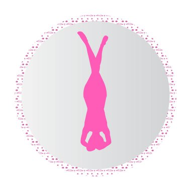 Siluet genç kadın pratik yoga. Kız pilates. Vektör arka plan simgesini