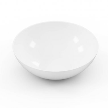 Porselen nesneleri koleksiyonu. Boş beyaz surat, beyaz arka plan üzerinde izole. 3D çizim.