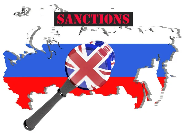 Domare Hammare Storbritannien Sanktioner Mot Ryssland Flaggan Och Emblemet Illustration — Stockfoto