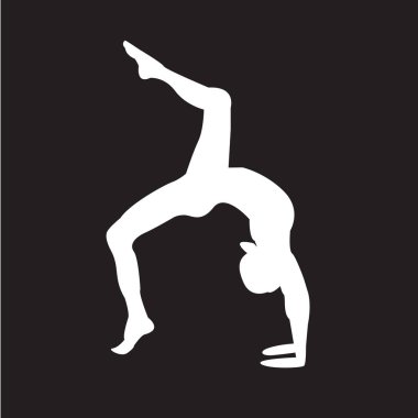 Siluet genç kadın pratik yoga. Kız pilates. Vektör arka plan simgesini