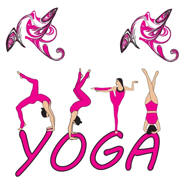 Silhouette Junge Frau Praktiziert Yoga Mädchen Pilates Vektor Auf Abstraktem — Stockvektor
