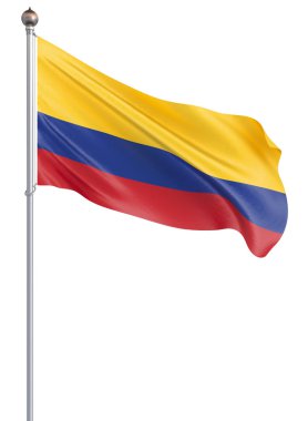 Kolombiya bayrak rüzgarda. Arka plan doku. 3d render, bayrak sallayarak.