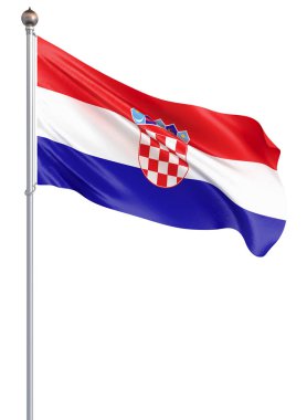 Rüzgarda esen Hırvatistan bayrağı. Arka plan dokusu. 3d render, bayrak sallayarak. - İllüstrasyon