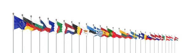 Вихід Європейського Союзу Єднаного Королівства Прапорів Країн Європейського Союзу Ізольований — стокове фото