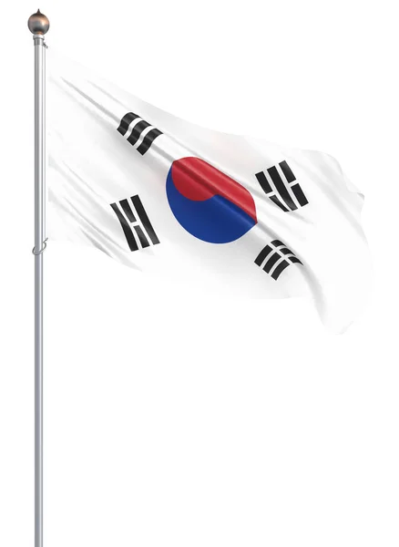 South Korea Flag Blowing Wind Background Texture Rendering Waving Flag — Stock Photo, Image