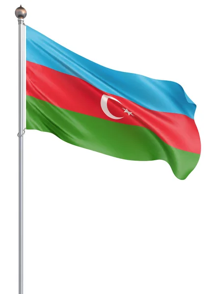 Azerbajdzjan Flagga Blåser Vinden Bakgrundsstruktur Rendering Vinka Sjunker Isolerad Vitt — Stockfoto