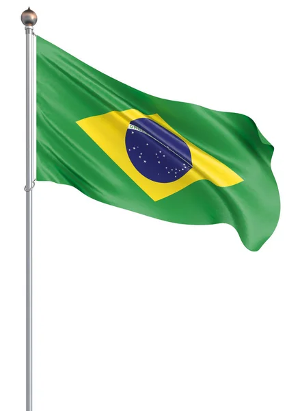 Bandeira Brasil Soprando Vento Textura Fundo Renderização Acenando Bandeira Ilustração — Fotografia de Stock