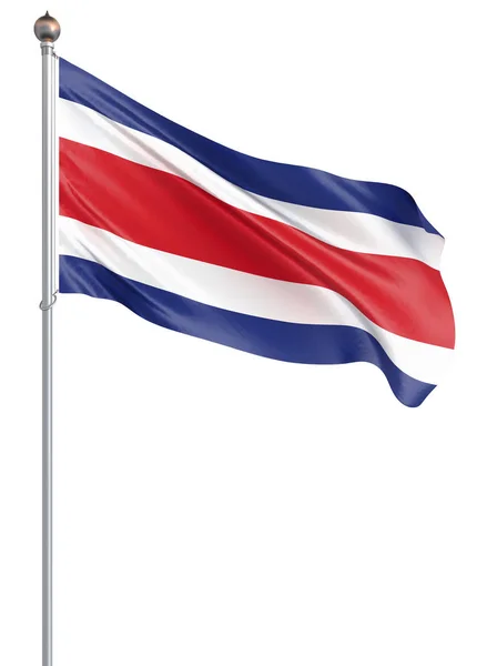Флаг Коста Рики Дует Ветру Фон Текстуры Рендеринг Размахивание Флагом — стоковое фото