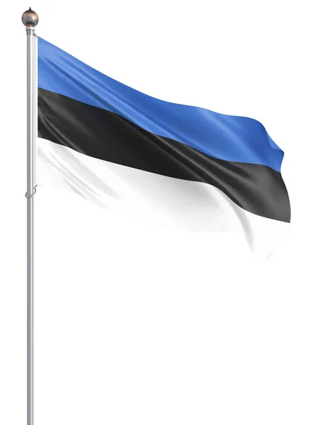 爱沙尼亚国旗在风中飘扬 背景纹理 隔离在白色上 — 图库照片
