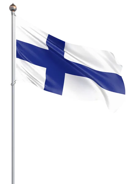 Bandera Finlandia Soplando Viento Textura Fondo Rendering Wave Ilustración Aislado —  Fotos de Stock