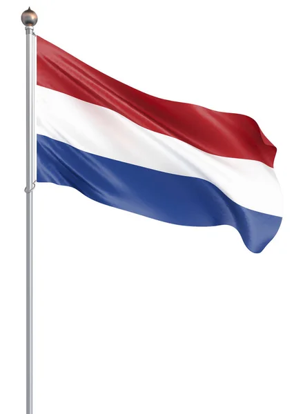 Nederlandse Vlag Waait Wind Achtergrond Textuur Rendering Wave Geïsoleerd Wit — Stockfoto