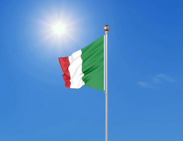Иллюстрация Цветной Флаг Италии Фоне Голубого Неба — стоковое фото