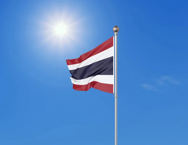 泰国国旗在风中飘扬 背景纹理 隔离在白色上 — 图库照片