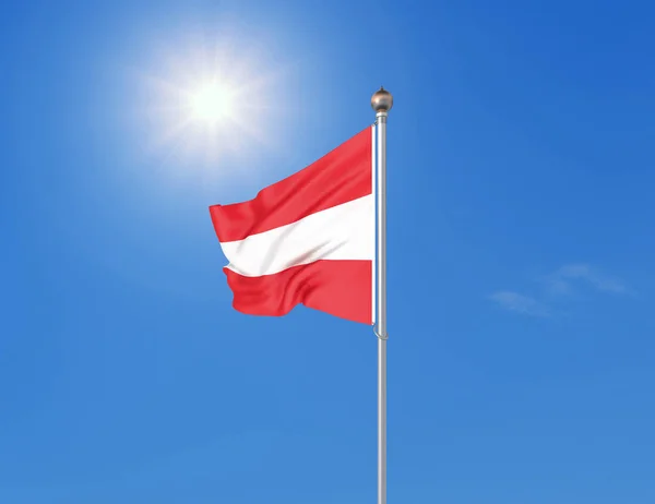 Illustratie Gekleurde Golvende Vlag Van Oostenrijk Zonnige Blauwe Lucht Achtergrond — Stockfoto