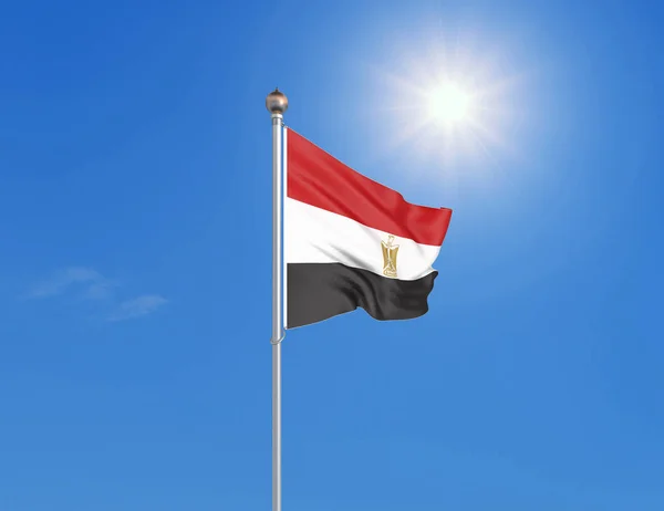 Иллюстрация Цветной Размахивая Флагом Египта Солнечно Голубом Фоне Неба — стоковое фото