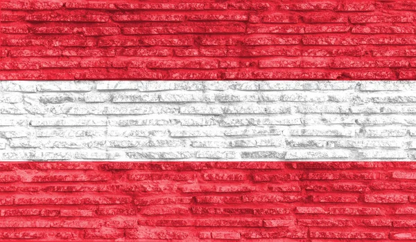 Colorida Bandera Nacional Pintada Austria Pared Ladrillo Viejo Ilustración —  Fotos de Stock