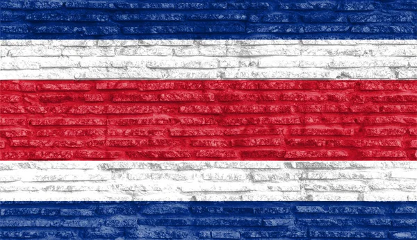 Kleurrijke Beschilderde Nationale Vlag Van Costa Rica Oude Bakstenen Muur — Stockfoto