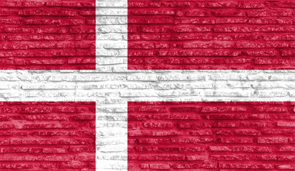 Kleurrijke Beschilderde Nationale Vlag Van Denemarken Oude Bakstenen Muur Illustratie — Stockfoto