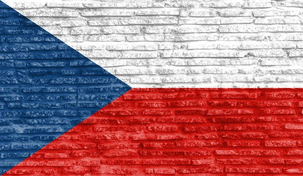 Colorida Bandera Nacional Pintada República Checa Pared Ladrillo Viejo Ilustración —  Fotos de Stock