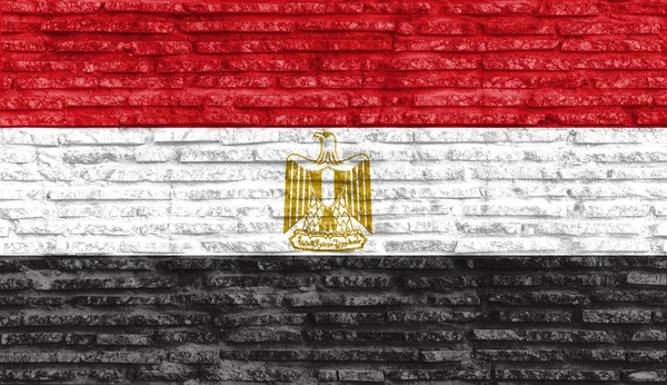 Kleurrijke Beschilderde Nationale Vlag Van Egypte Oude Bakstenen Muur Illustratie — Stockfoto