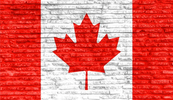 Bandeira Nacional Pintada Colorida Canadá Parede Velha Tijolo Ilustração — Fotografia de Stock