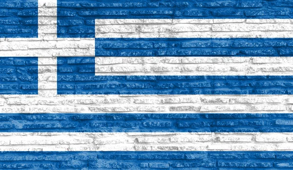 Kleurrijk Geschilderde Nationale Vlag Van Griekenland Oude Bakstenen Muur Illustratie — Stockfoto
